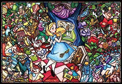 Alice in Wonderland Stained Glass Puzzle 1000 pieces - Tenyo Puzzle Disney