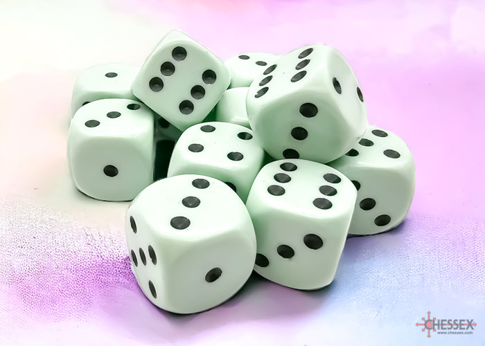 CHX25665 Opaque 16mm D6 Pastel Green/Black Dice Block Chessex
