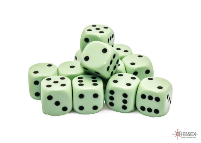 CHX25665 Opaque 16mm D6 Pastel Green/Black Dice Block Chessex