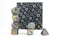 Draco Bright Rainbow/Silver Metal Dice Set