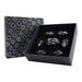 Hollow Elliptic Blue and Stainless Dice Set
