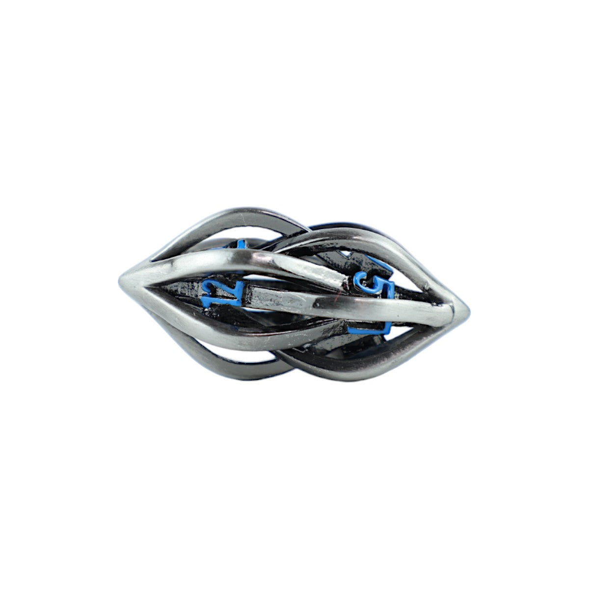 Hollow Elliptic Blue and Stainless Dice Set