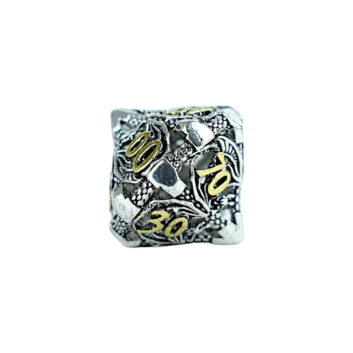 Chrome & Gold Hollow Dragon  - RPG Set LPG Dice Set