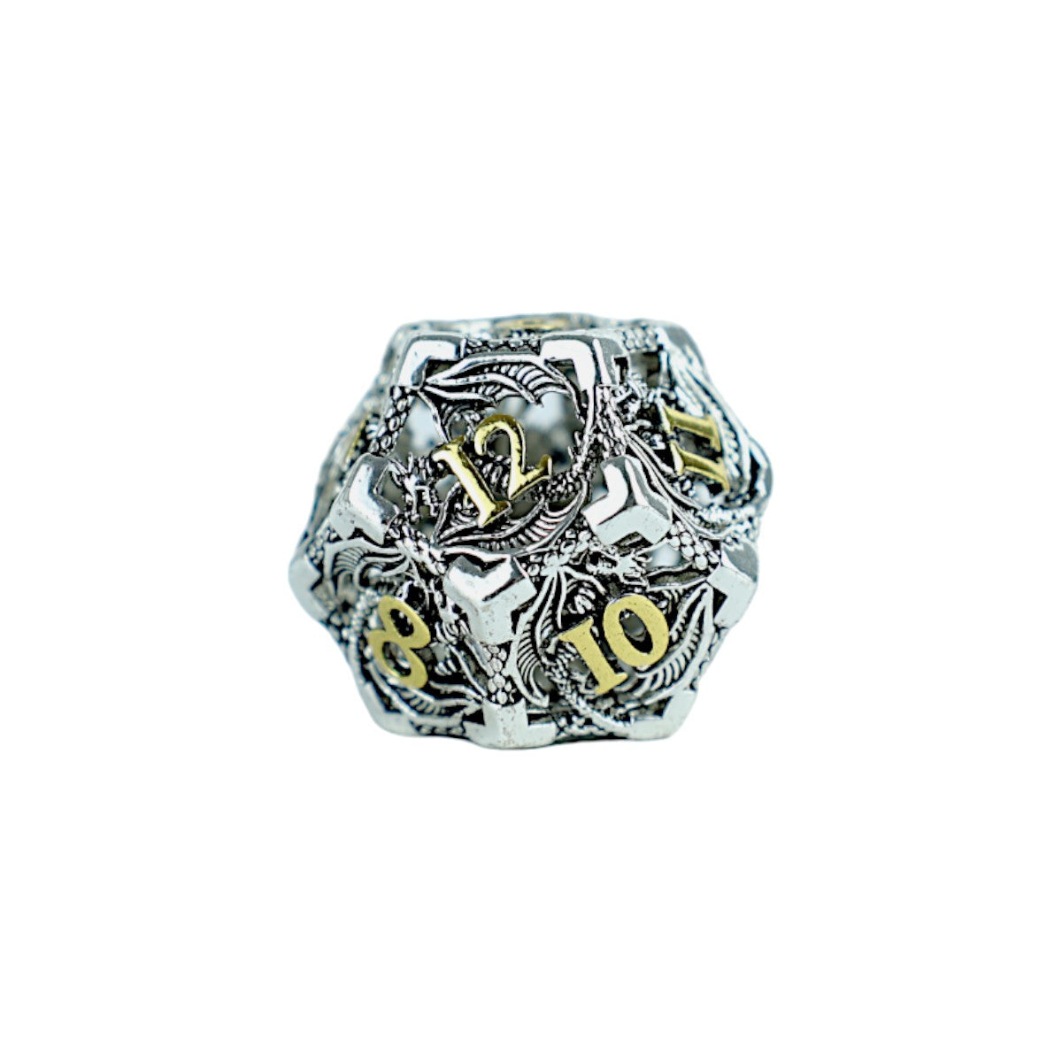 Chrome & Gold Hollow Dragon  - RPG Set LPG Dice Set