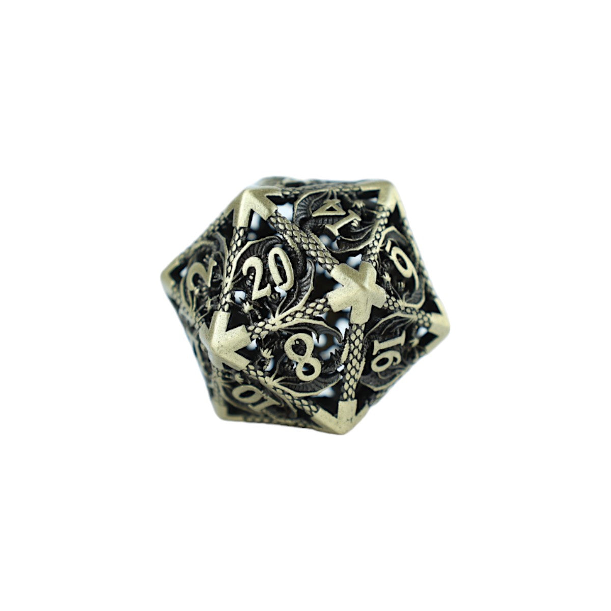 Tarnished Gold Hollow Dragon -  RPG Set LPG Dice Set
