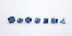 Metal RPG Serif Blue/Silver - LPG Dice Set
