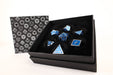Metal RPG Serif Blue/Silver - LPG Dice Set