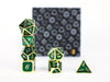 Metal RPG Serif Green/Gold - LPG Dice Set