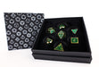 Metal RPG Serif Green/Gold - LPG Dice Set