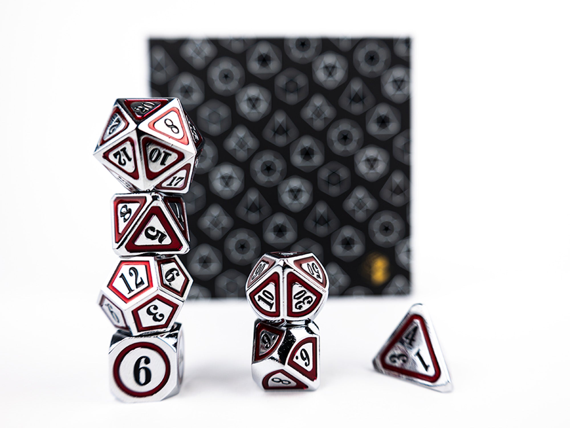 Metal RPG - Concentric Black/Red/Silver - LPG Dice Set