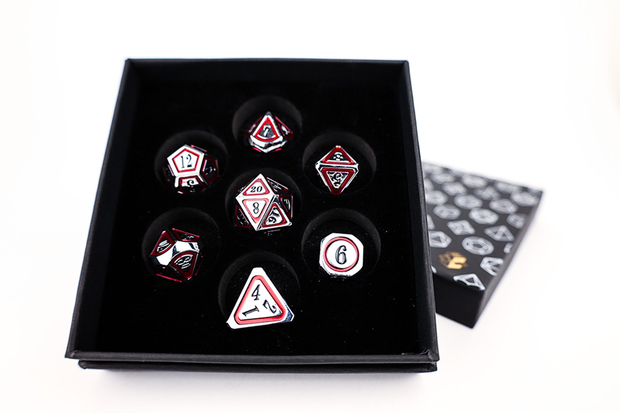 Metal RPG - Concentric Black/Red/Silver - LPG Dice Set