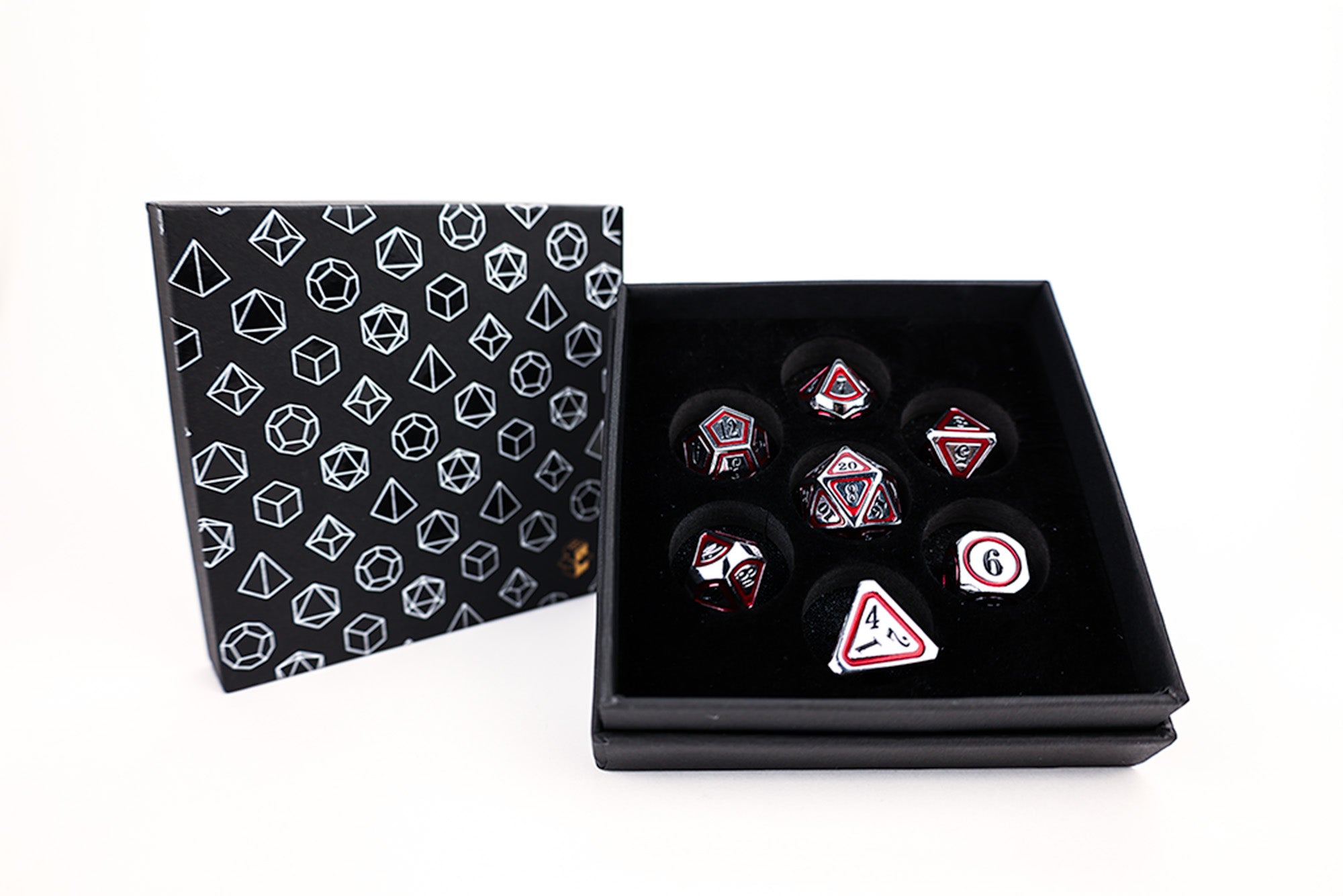 Metal RPG - Concentric Black/Red/Silver - LPG Dice Set
