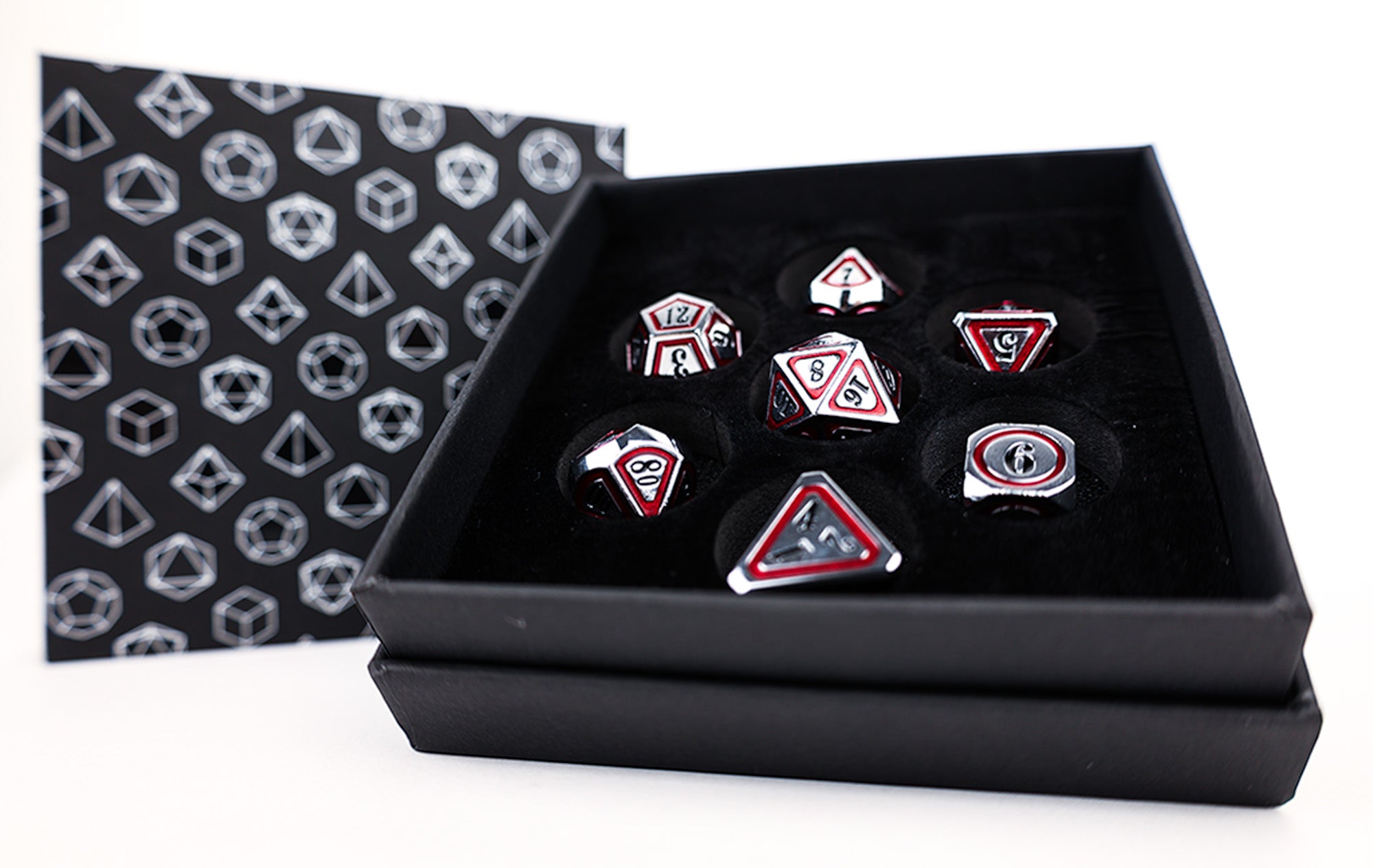 Metal RPG - Concentric Black/Red/Silver - LPG Dice Set
