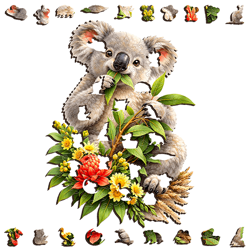 A5 Koala Blossoms & Bites Wooden Puzzle - Puzzle ART