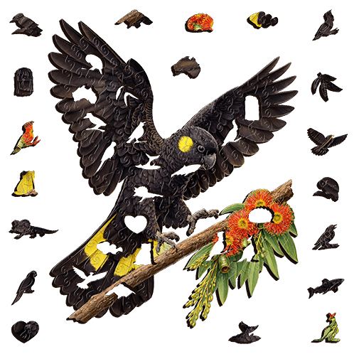 A5 Black Yellow Tail Wooden Puzzle - Puzzle ART