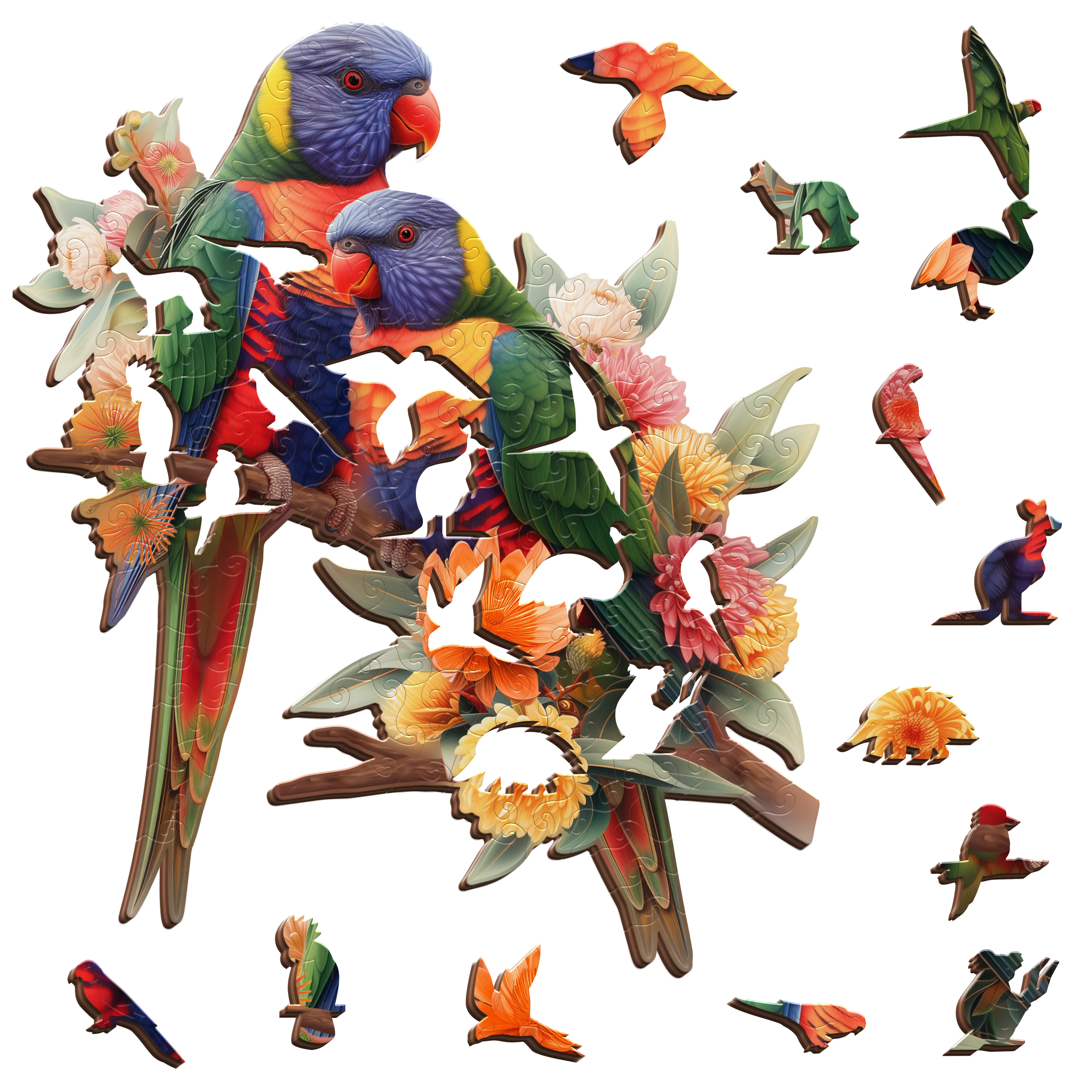 A5 Lorikeet Pair Wooden Puzzle - Puzzle ART