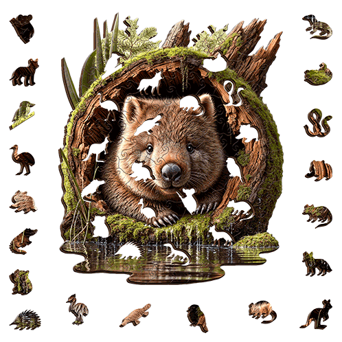 A3 Burrow Keeper Wombat Wooden Puzzle - Puzzle ART