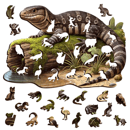 A5 Sandstone Goanna Wooden Puzzle - Puzzle ART