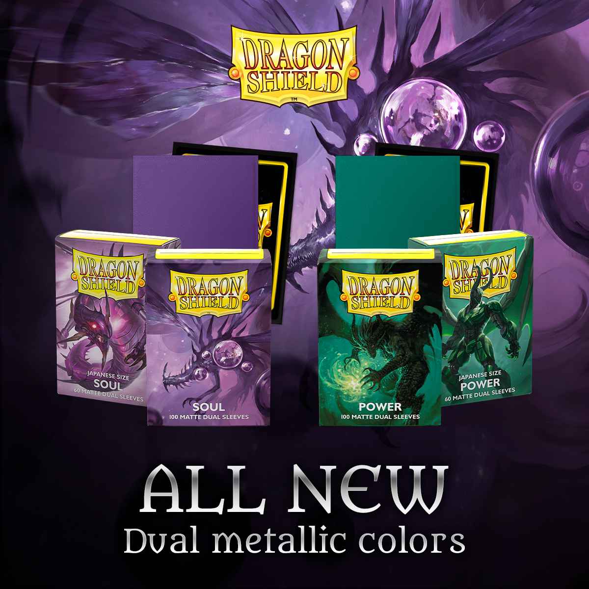 Japanese Dual Matte Soul Metallic Purple Sleeves - Dragon Shield - Box 60