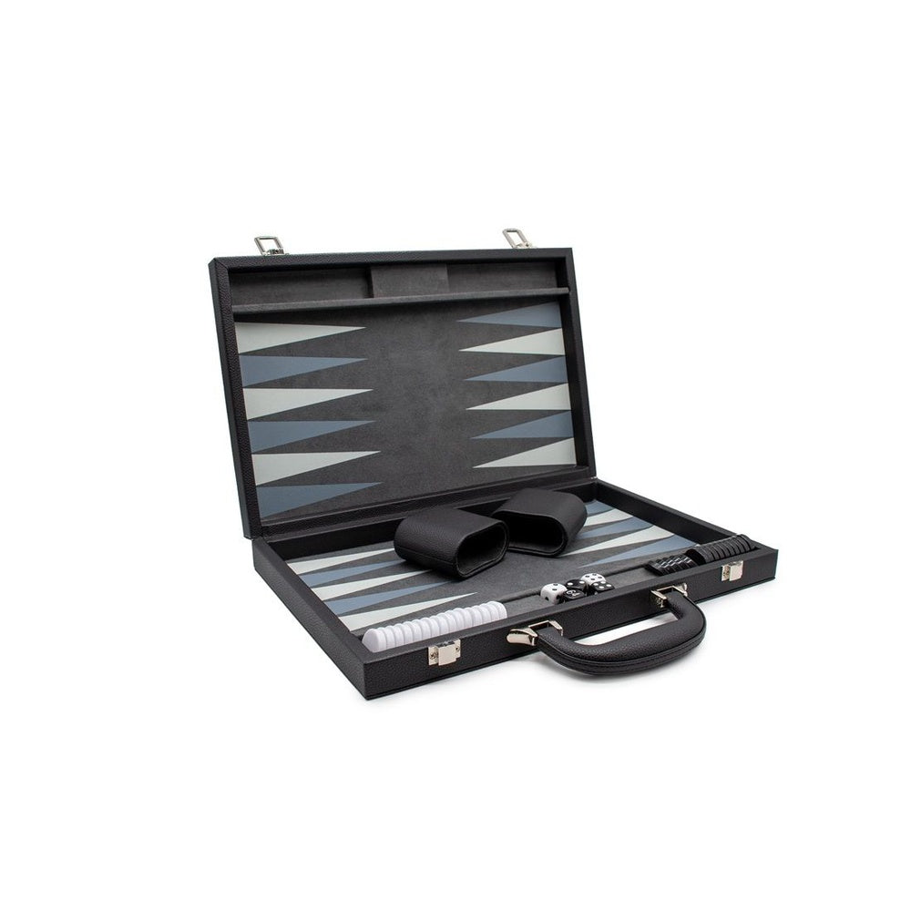 LPG Classic Black Leather Backgammon Set