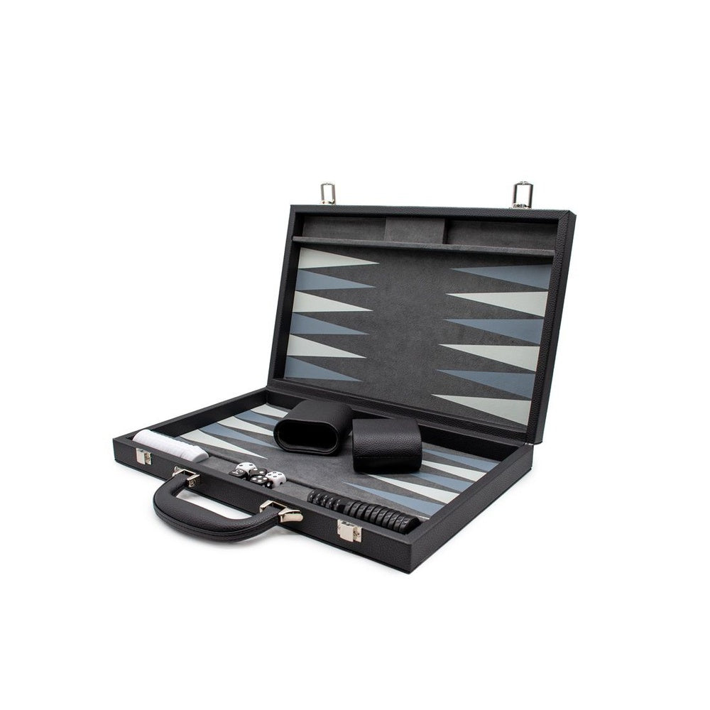 LPG Classic Black Leather Backgammon Set