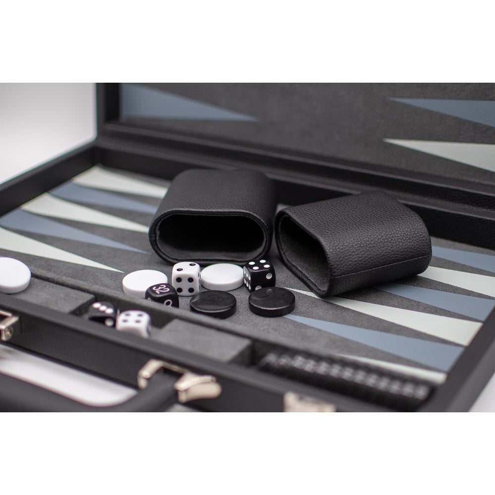 LPG Classic Black Leather Backgammon Set