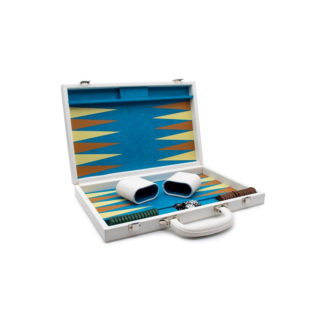 LPG Classic White Leather Backgammon Set
