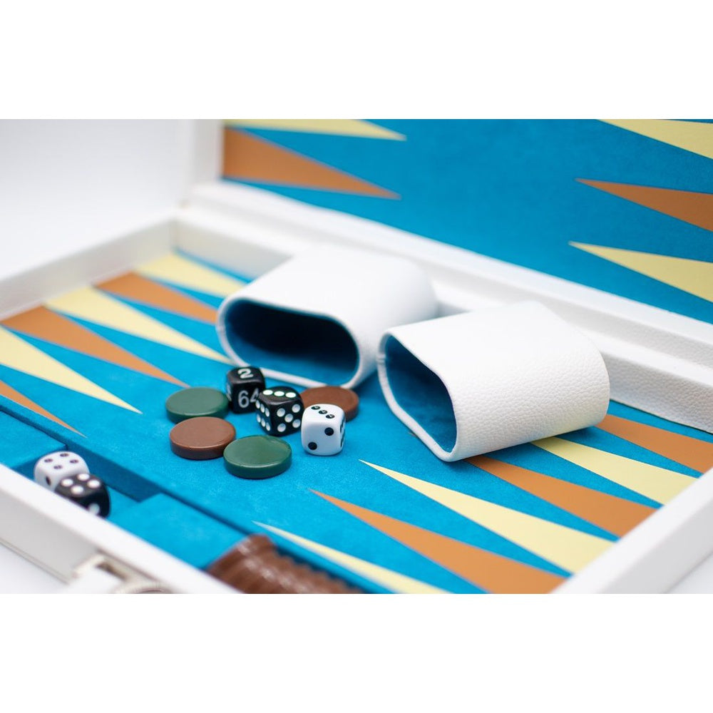 LPG Classic White Leather Backgammon Set