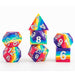 Sharp Edge Silicone rubber Poly Dice Set: Rainbow