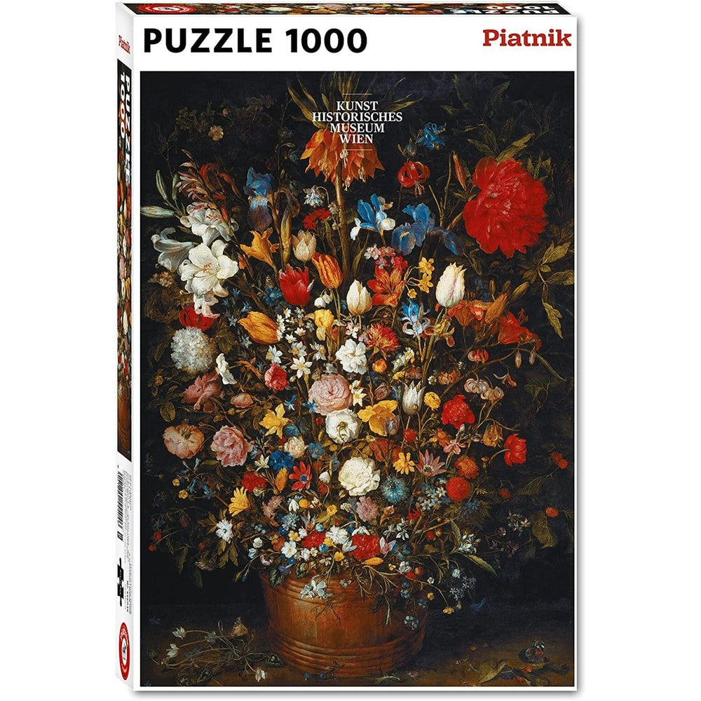 BRUEGHEL,FLOWERS IN WOOD VASE 1000pc