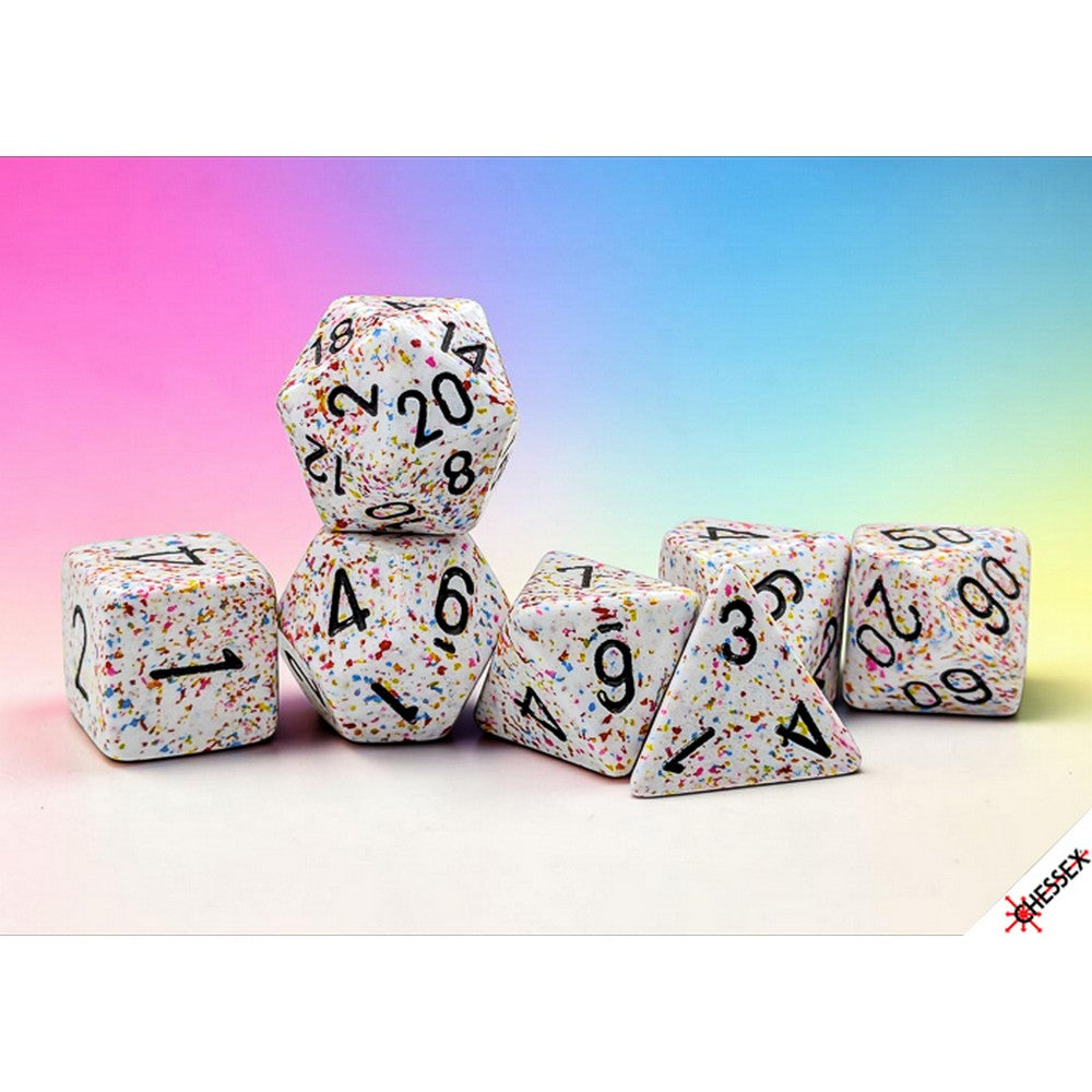 CHX25321 Birthday/Black Speckled Polyhedral 7-Die Set Chessex