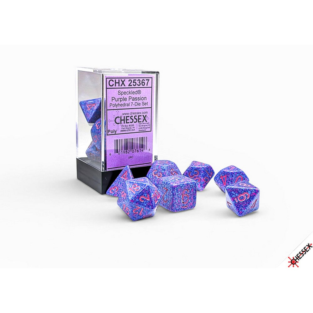 CHX25367 Purple Passion/pink Speckled Polyhedral 7-Die Set Chessex