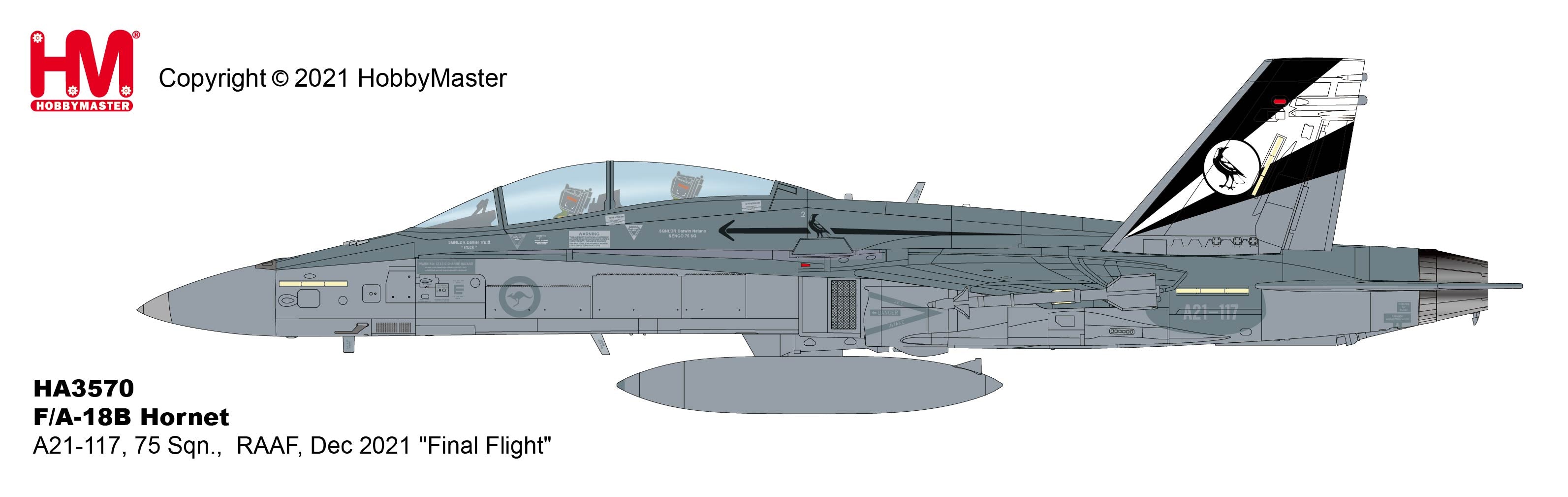 1/72 RAAF F/A-18B Hornet No.75 Sqn Final Flight A21-117 Tindal 2021