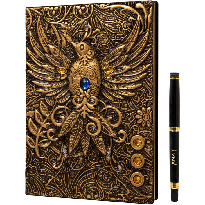 3D Faux-Leather Notebook / Journal - Gold Phoenix