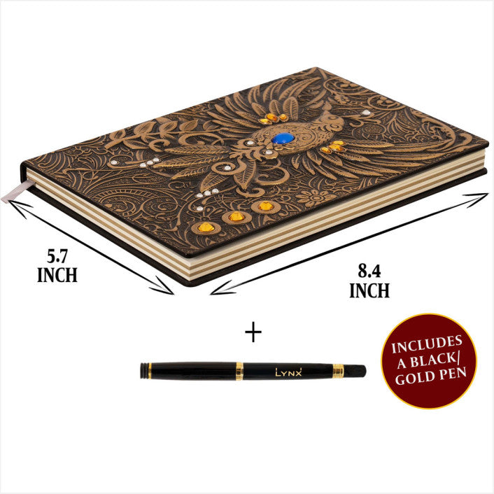 3D Faux-Leather Notebook / Journal - Gold Phoenix