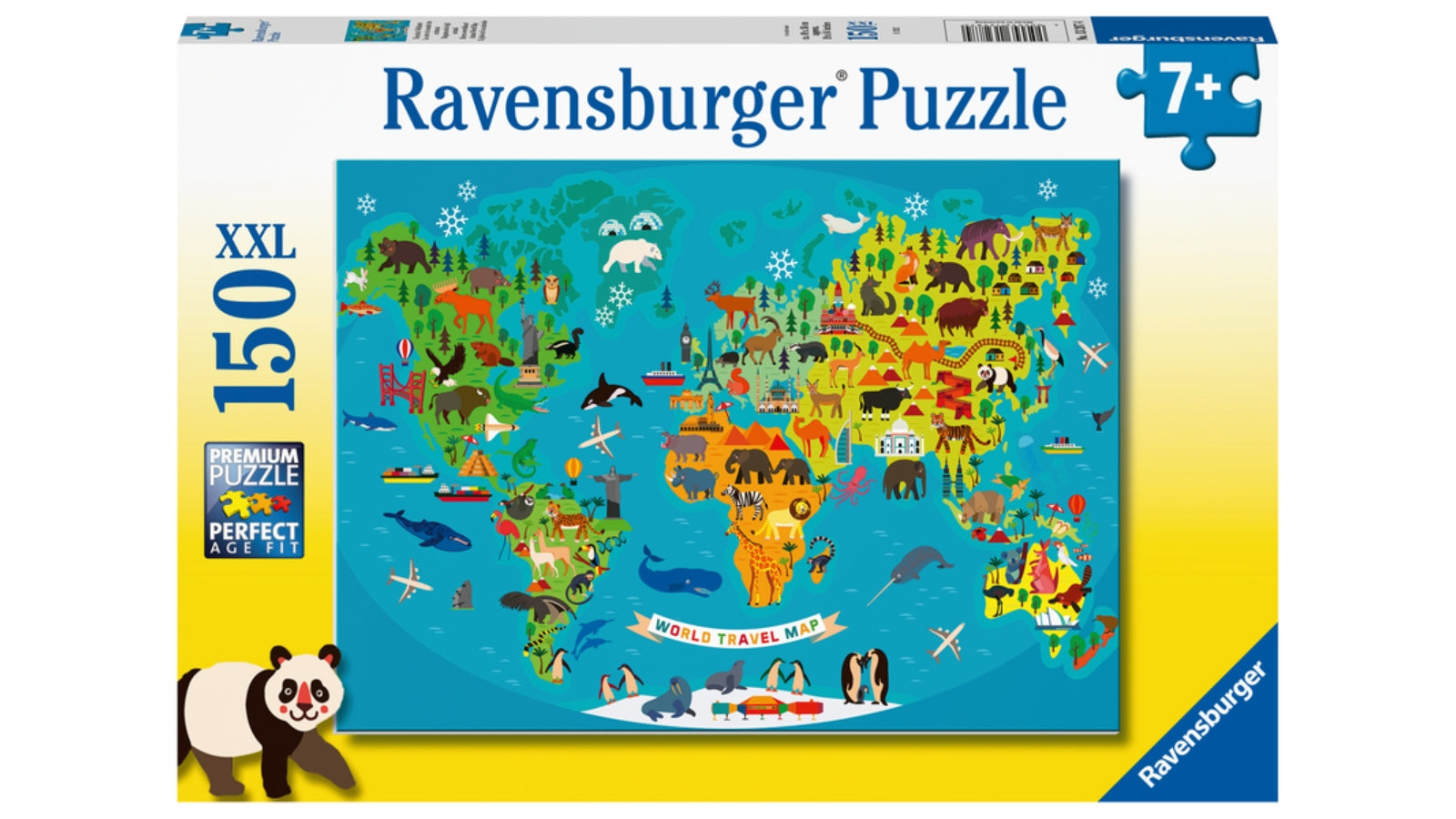 Animal World Map Puzzle 150pc