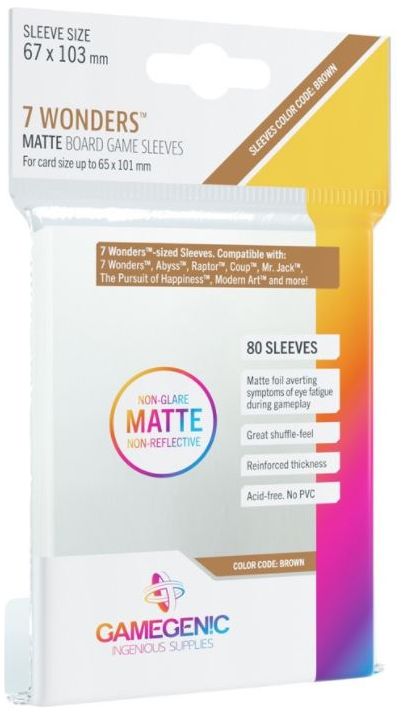 Matte 7 Wonders/Abyss Board Game Sleeves (67mm x 103mm) (80 Sleeves Per Pack) - Gamegenic