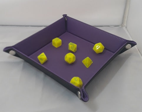 Purple Leather Folding Dice Tray - 22x22cm