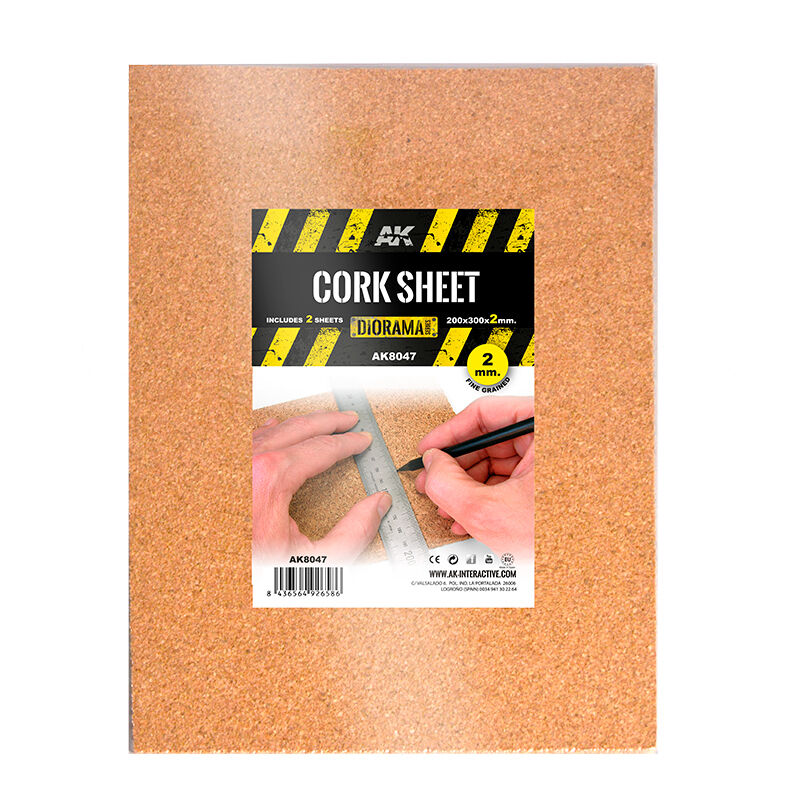 Cork Sheets - Fine Grained 200 x 300 x 2mm (2 Sheets)