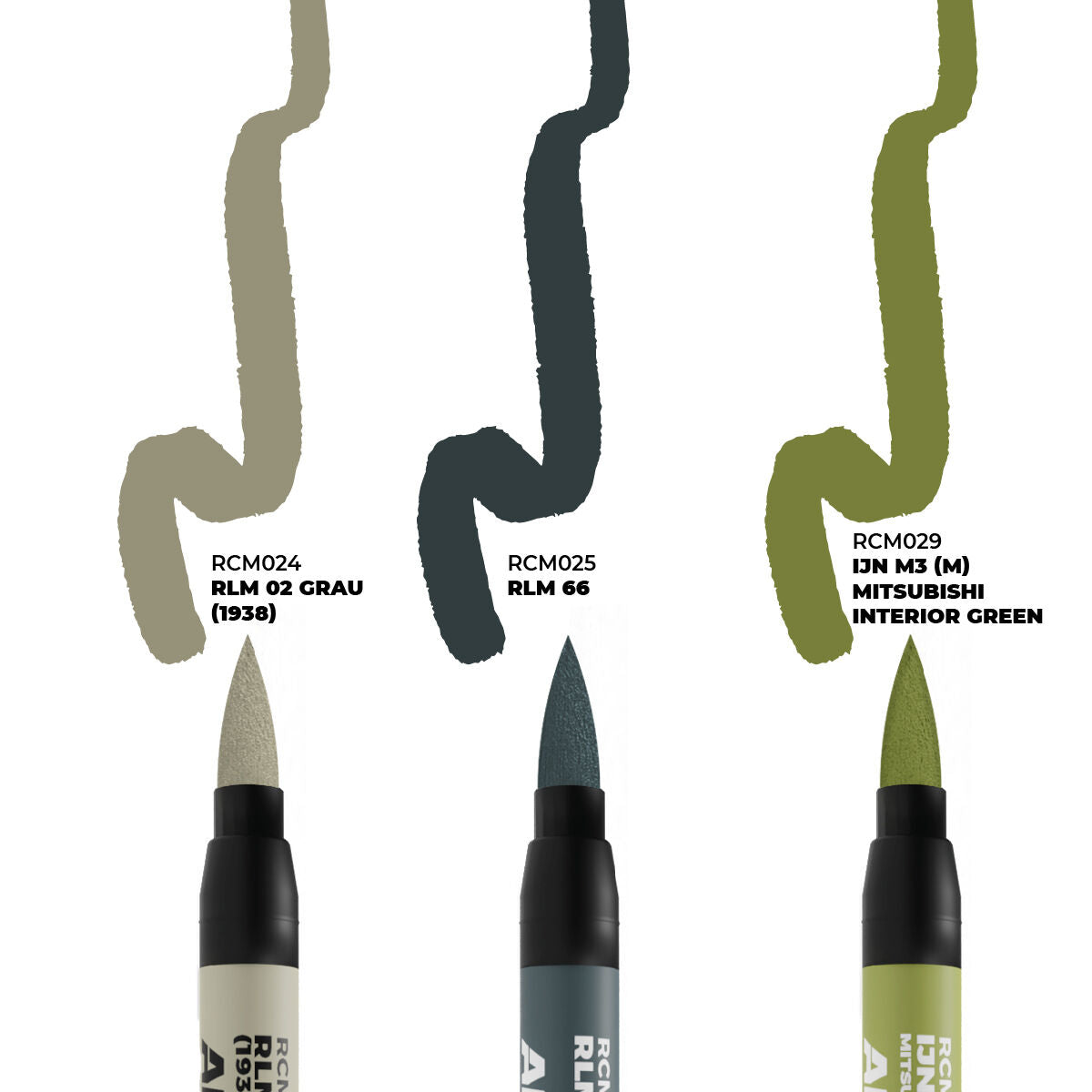 WWII Axis Aircraft Cockpit Colors- AK Interactive Real Colors Markers:Set 3 Arcylic Paint Markers