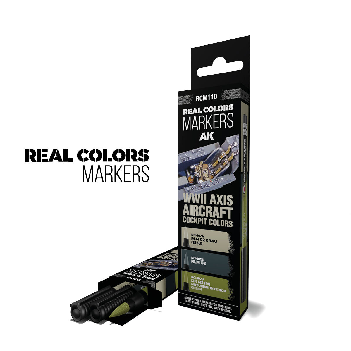 WWII Axis Aircraft Cockpit Colors- AK Interactive Real Colors Markers:Set 3 Arcylic Paint Markers