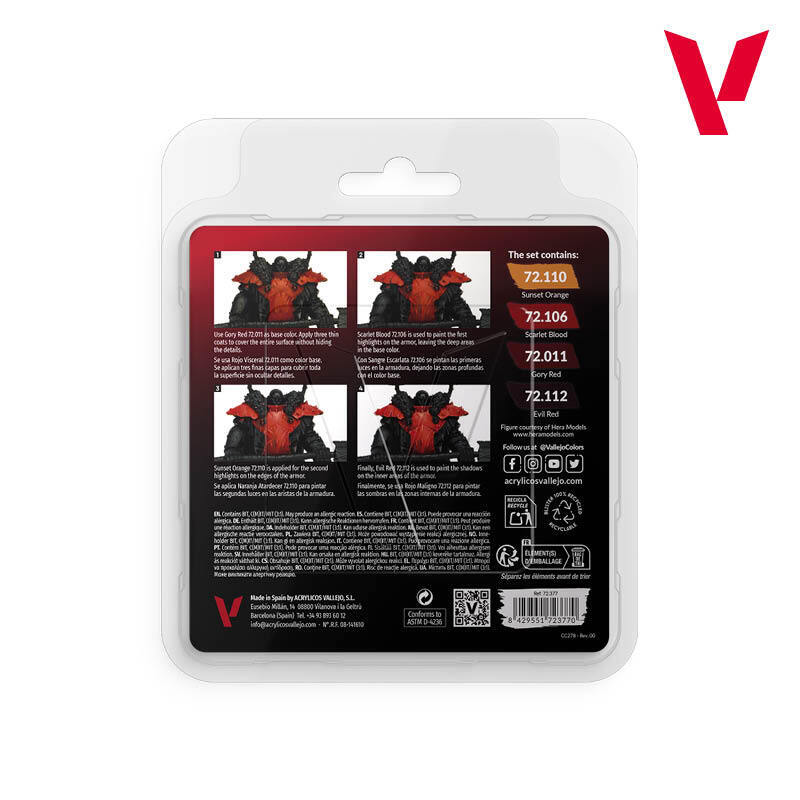 Red Colours Acrylic Paint  Set Vallejo Game Colour