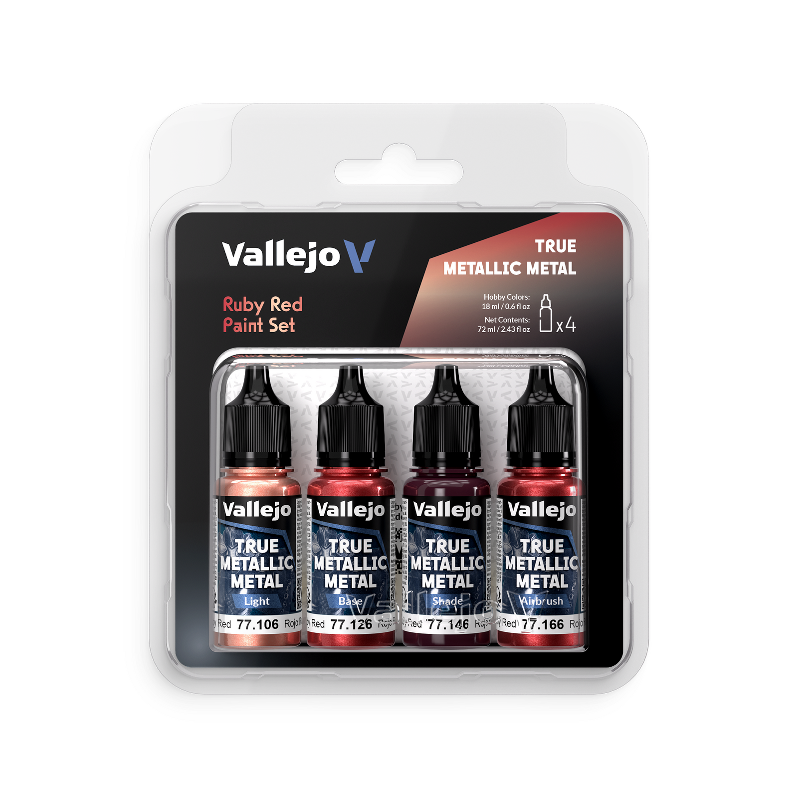 Ruby Red- Vallejo True Metallic Metal - 4 Colour Paint Set