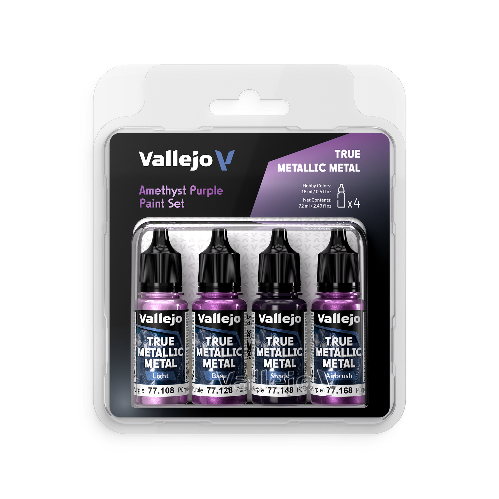 Amethyst Purple- Vallejo True Metallic Metal - 4 Colour Paint Set