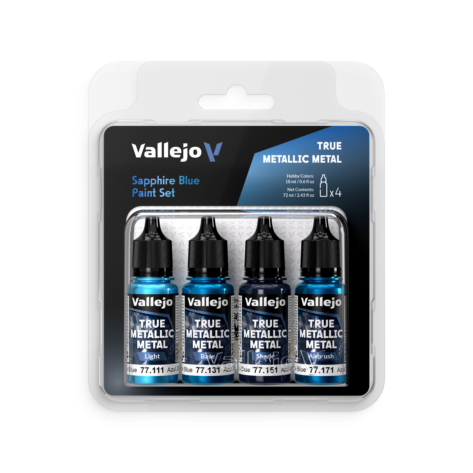 Sapphire Blue- Vallejo True Metallic Metal - 4 Colour Paint Set