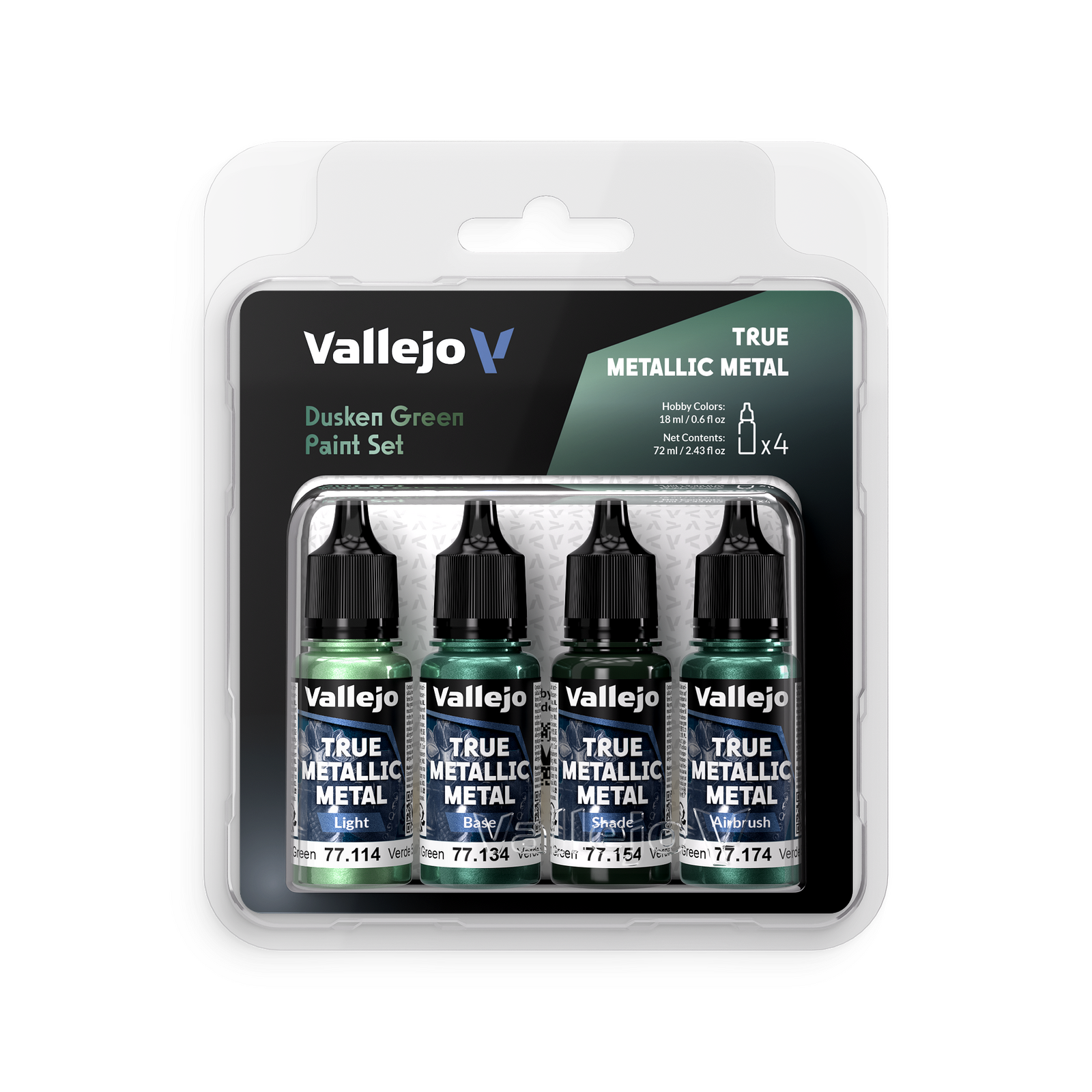 Dusken Green- Vallejo True Metallic Metal - 4 Colour Paint Set