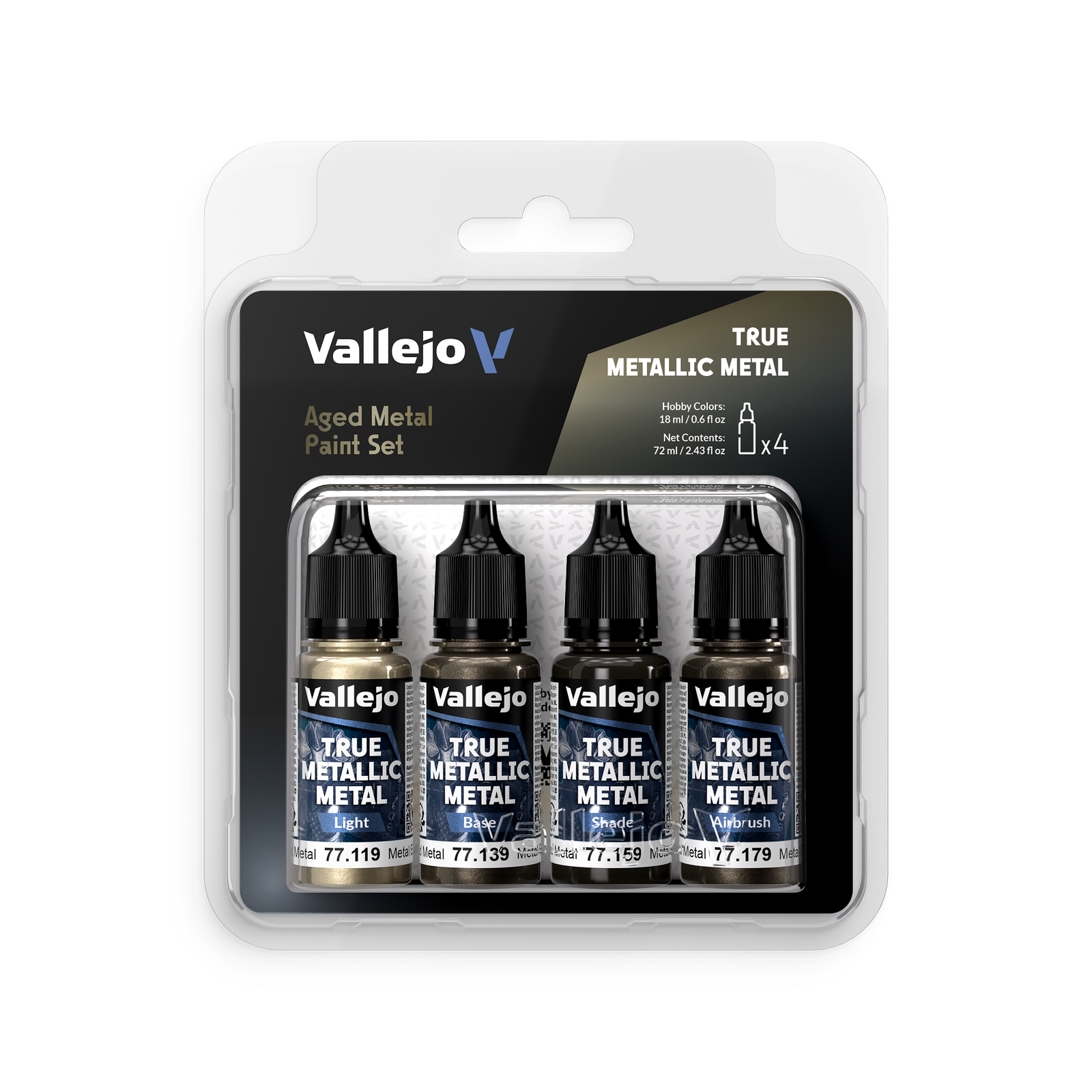 Aged Metal- Vallejo True Metallic Metal - 4 Colour Paint Set