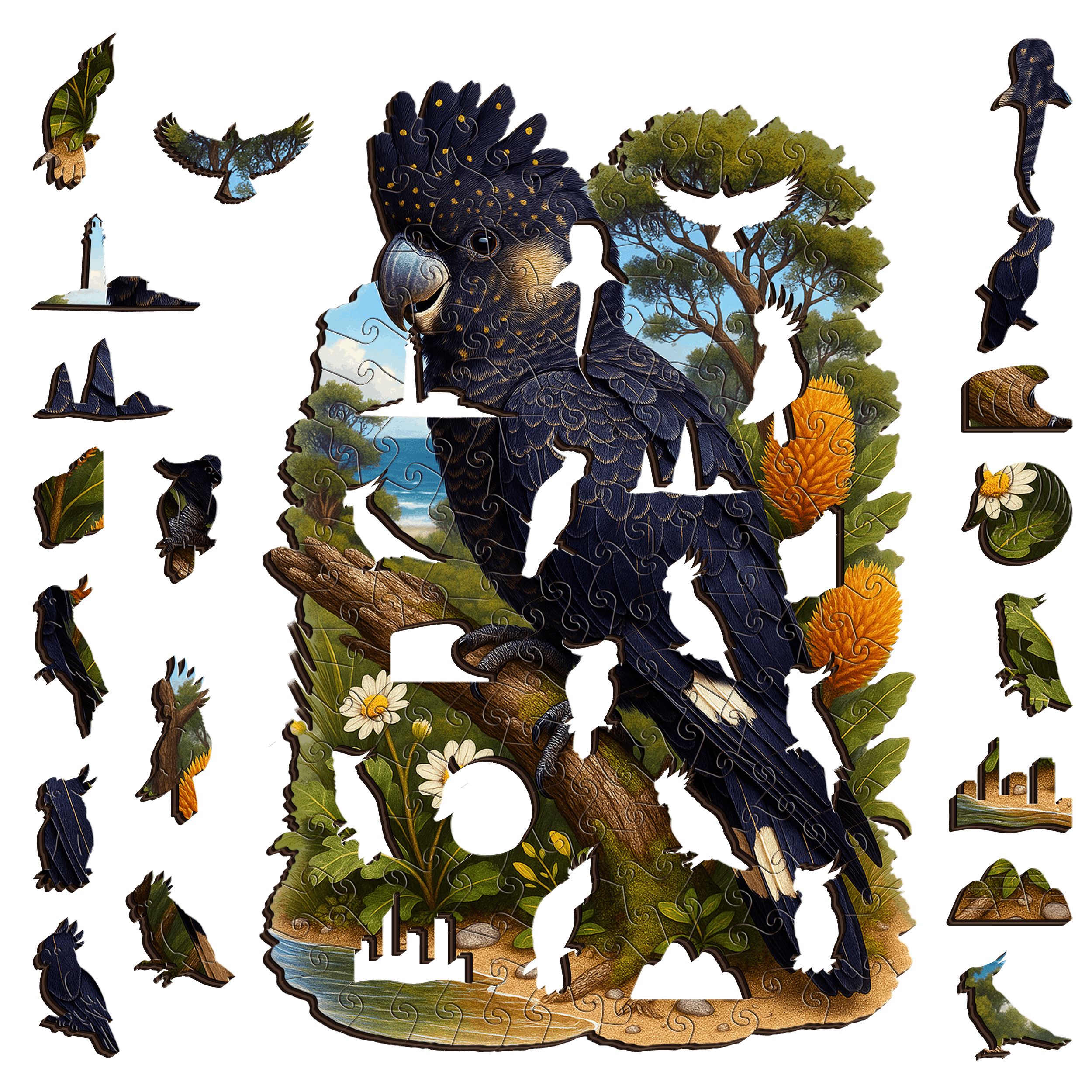 A5 Carnaby’s Black Cockatoo Wooden Puzzle - Puzzle ART