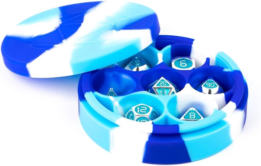 Blue/White/Light Blue - MDG Silicone Dice Case Round