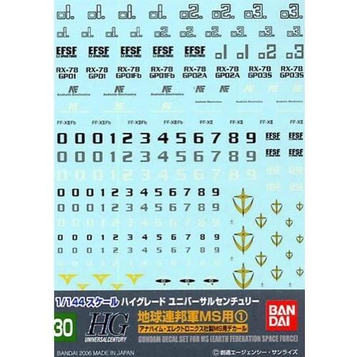 Earth Federation 1 - Gundam Decal 30 Hguc Multiuse